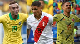 Everton, do Grêmio; Guerrero, do Inter, e Cuellar, do Flamengo são alguns dos jogadores sul-americanos atuando no Brasil que estão nas quartas de final da Copa América com suas seleções. Veja a lista completa: