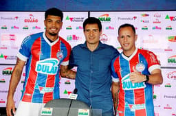 Juninho, Alejandro Guerra e o diretor de futebol do Bahia, Diego Cerri