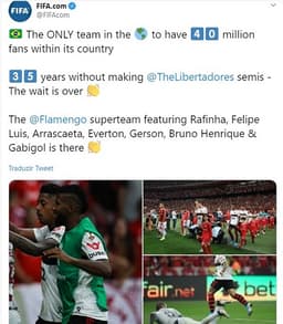 Fifa parabeniza Flamengo