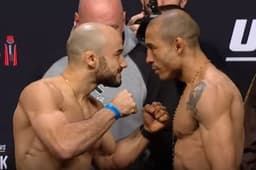 Marlon Moraes e José Aldo fizeram uma encMarlon Moraes e José Aldo fizeram uma encarada tensa, mas respeitosa (Foto: Reprodução/YouTube/UFC)arada tensa, mas respeitosa (Foto: Reprodução/YouTube/UFC)
