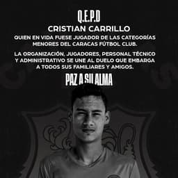 Nota de pesar sobre Cristian Carrillo