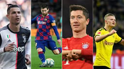 Montagem - Cristiano Ronaldo, Messi, Lewandowski, Haaland