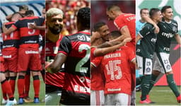 Montagem - Atlético-GO, Flamengo, Internacional e Palmeiras