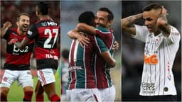 Montagem - Flamengo, Fluminense e Corinthians