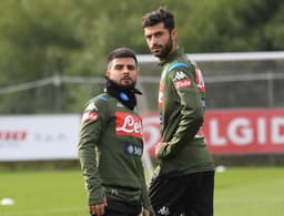 Jogadores do Napoli durante treinamento