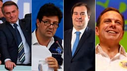 Montagem Bolsonaro, Mandetta, Dória e Rodrigo Maia