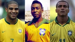 Montagem - Adriano, Pelé e Romário