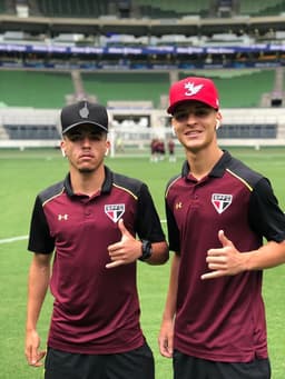 Antony e Thiaguinho no Allianz: foram campeões da Supercopa do Brasil sub-20 em 2018 contra o Palmeiras