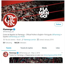 Redes sociais do Flamengo