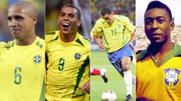 Montagem - Roberto Carlos, Ronaldo, Denilson e Pelé