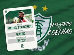 Matheus estava no Guarani-SP e reforçará a meta do Coelho até o fim da Série B