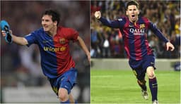 Montagem - Messi 2009 e Messi 2015