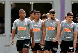 Xavier, Léo Natel, Camacho e Roni - Treino Corinthians