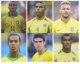 Ronaldo, Romário, Neymar, Kaká, Rivaldo, Ronaldino