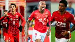 Oscar, do Shanghai SIPG Football Club, Anderson Talisca, do Guangzhou Evergrande, e Paulinho, do Guangzhou Evergrande