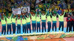 Brasil celebrando o ouro nas Olimpíadas do Rio