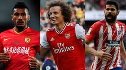 Paulinho do Guangzhou Evergrande, o zagueiro David Luiz, do Arsenal, e Diego Costa, do Atlético de Madrid