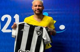 Neymar segurando a camisa do Botafogo