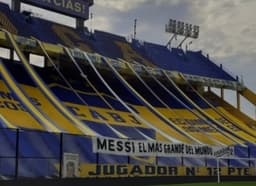 Faixa homenageando Messi em La Bombonera