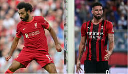 Montagem - Mohamed Salah (Liverpool) e Olivier Giroud (Milan)