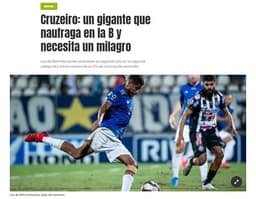 Manchete do Olé fala das dificuldades do Cruzeiro na Série B