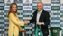 Maurício Galiotte, presidente do Palmeiras, e Leila Pereira, presidente da Crefisa (Foto: Divulgação/Ag. Palmeiras)