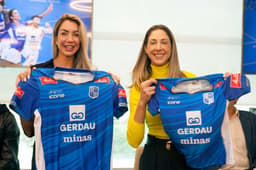 Thaisa e Carol Gattaz estiveram no lançamento da Gerdau como patrocinadora máster do Minas (Foto; Divulgação)