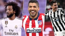 Marcelo (Real Madrid), Luis Suárez (Atlético de Madrid) e Paolo Dybala (Juventus)