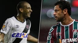 Rodrigo (ex-zagueiro do Vasco) com Fred (ex-atacante do Fluminense).