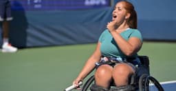 Jade Lanai durante disputa do US Open juvenil de cadeirantes