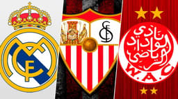 escudos do Real Madrid, Sevilla e Wydad Casablanca