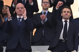 Presidente da FIFA Gianni Infantino - Emmanuel Macron - França x Marrocos