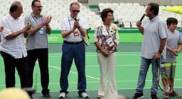 Jorge Lacerda com Maria Esther Buenos, Luiz Fernando Pezão e Eduardo Paes