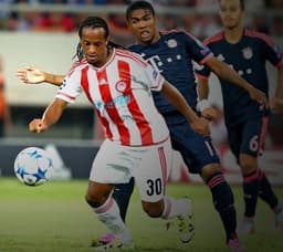 Leandro Salino em ação pelo Olympiacos contra o Bayern de Munique