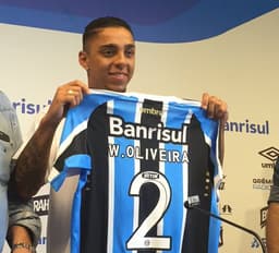 Wallace, apresentação do Grêmio (Foto: Site Oficial / Grêmio)