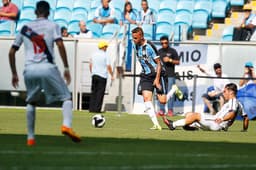 Grêmio, de Luan, sofreu com algumas entradas duras do Danubio (Foto: Lucas Uebel/Grêmio)