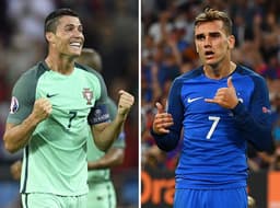 Cristiano Ronaldo e Griezmann (Foto:MARTIN BUREAU Franck FIFE / AFP)