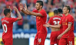 Coutinho, Grujic e Lucas Leiva - Huddersfield - Liverpool