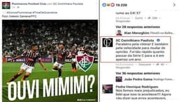 Fluminense vs Corinthians nas redes sociais