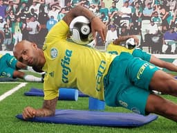 Felipe Melo em seu primeiro treino pelo Palmeiras