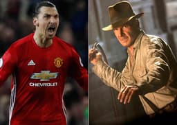 Montagem - Ibra ao lado de Indiana Jones