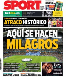 Jornal "Sport" cutucou a classificação do Real Madrid<br>