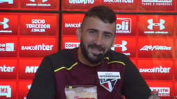 Lucas Pratto em entrevista coletiva pelo São Paulo