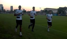 Zeca correu em campo na companhia de &nbsp;Gustavo Henrique e Luiz Felipe