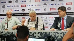 Sala de imprensa do Vasco durante a coletiva desta quinta. Confira a seguir galeria especial do LANCE!&nbsp;