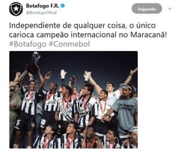 Botafogo provoca Flamengo após vice do rival