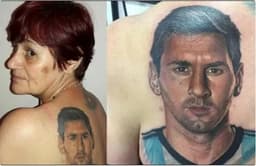 Mulher de 54 anos faz tatuagem com rosto de Messi