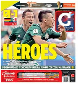 No México, os jogadores da seleção foram tratados como verdadeiros heróis da nação. Na capa do jornal Cancha, destaque total para a vitória sobre os alemães com a manchete 'Heróis'.