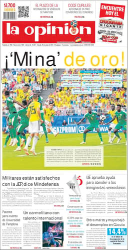 Os colombianos comemoram muito a classificação para as oitavas. "Mina de ouro", diz a manchete do jornal La Opinión, destacando o gol salvador do zagueiro contra Senegal.