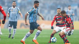 O Flamengo conseguiu buscar o resultado diante do Grêmio nesta quarta-feira, na Arena, no duelo válido pela Copa do Brasil. Depois de sair atrás do placar, o Rubro-Negro teve bom rendimento na etapa final e conseguiu arrancar o empate: 1 a 1. Everton Ribeiro e Lincoln foram os destaques da equipe de Maurício Barbieri. Confira, a seguir, as notas do L! (Por Matheus Dantas -&nbsp;matheusda@lancenet.com.br)